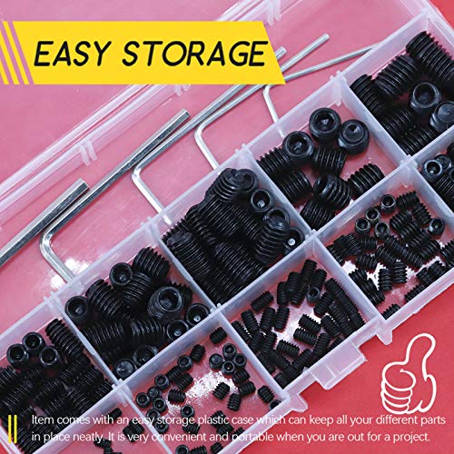 Hilitchi 230Pcs Socket Set Screw Assortment in SAE Sizes Internal Hex