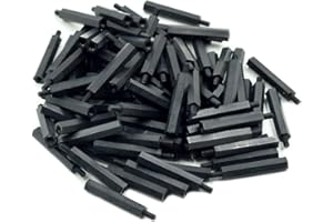 Hxchen 100Pcs M3 x 30mm + 6mm Male to Female Thread Nylon Plastic Hexagon Standoff Spacer Pillars Black