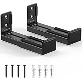 Universal Soundbar Wall Mount Bracket, Dual Speaker Wall Mount Compatible with TVs, Adjustable Depth 3.5-6.1 Inches, Holds up to 33 lbs, Sound Bar Mounting Kit, Black