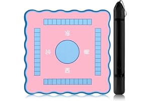 Soulchen Mahjong Mat 33'' x 33'' with Black Carrying Bag, Anti Slip Noise Reduction Scalloped Table Cover for Mahjong, Cute R