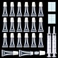 AMORIX 50PCS Lip Gloss Tubes 5ml White Cap Lip Gloss Containers Empty Lip Balm Tubes Cosmetic Lipgloss Tubes + 2 x 20ml Syringes Tag Labels for DIY Lip Gloss Base Glitter