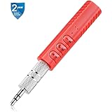 Mini Bluetooth Receiver,Portable Bluetooth 4.1 Aux Receiver 3.5mm Hands-Free Audio Adapter Wireless Car Kits for Headphones Car/Home Audio Stereo System Red Areson