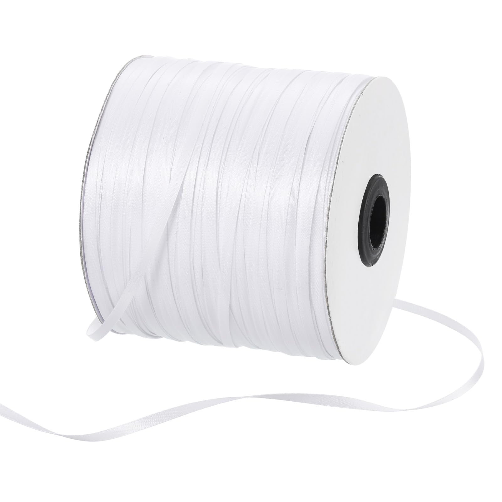 Rebower 3mm Satin Ribbon 460m Thick Double Face Grosgrain Silk Ribbon, [for Gift Wrapping, Hair Bows, Wedding, Cake, Flower] - 500 Yard/1500ft/ White — image 1