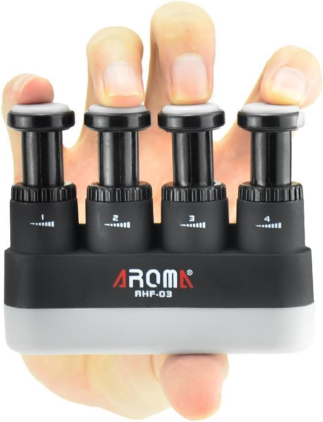 OIBTECH Finger Strengthener,4 Tension Adjustable Hand Grip Exerciser Ergonomic Silicone Trainer for Guitar,Piano,Trigger Finger Training, Arthritis Therapy and Grip, Rock climbing