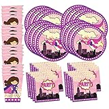 Superhero Girl Birthday Party Supplies Set Plates Napkins Cups Tableware Kit for 16