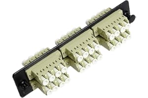 RiteAV LGX Footprint Fiber Optic Cable LC Adapter Patch Panel 6 Ports Loaded w/6 LC Quad Duplex Multimode Adapters Black