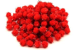 GENERIC SCRAFTION 100pcs Glitter Tinsel Pom Poms Sparkle Balls for DIY Craft/Party Decoration/Cat (1.5CM 100PCS (red))