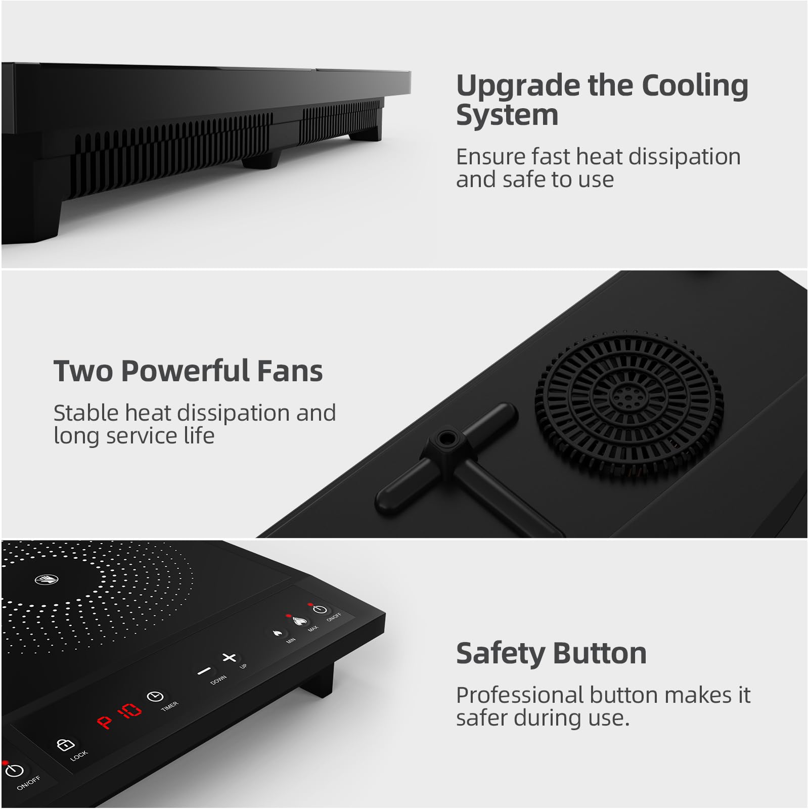 Double Induction Cooktop,Zopehan Portable Induction Cooker with 2 Burner Independent Control,Ultrathin Body,10 Temperature,1800W-Multiple Power Levels,3 Hour Timer,Safety Lock