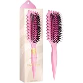 Bounce Curl Define EdgeLift Brush, 5-in-1 Styling Tool, Defined Curls -Pink | Smooths, separates, and defines curls, waves, and coils. Handle doubles as a precision parting and heatless curling tool.