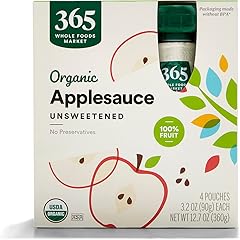 365 by Whole Foods Market, Organic Unsweetened Applesauce Pouches, 3.2 Ounce (Pack of 4)
