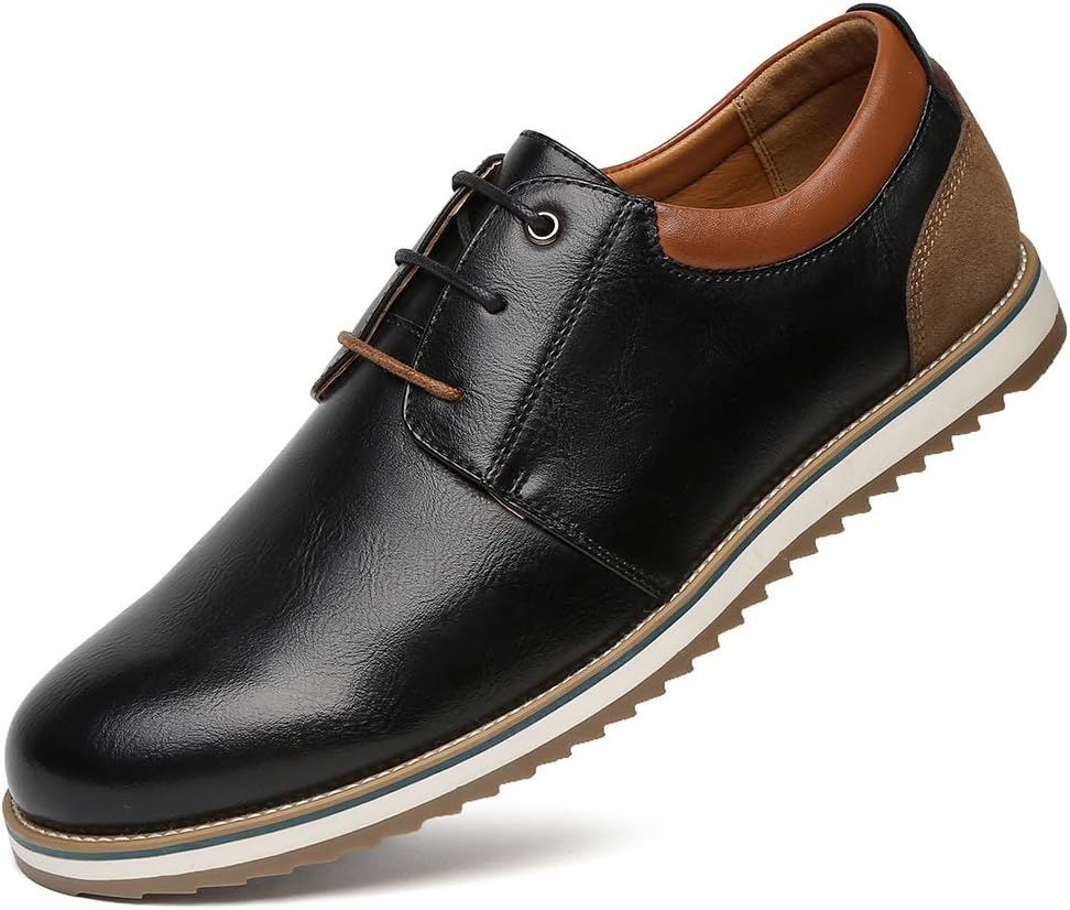 Comfortable Oxford Formal Shoes for Men - Lace-up PU Leather Derby Shoes, Best Choice for Business and Daily Wear, Mens Soft Flat Casual Shoes, Suitable for All Seasons