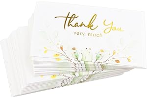 Kexinglu 200Pcs Thank You Cards for Small Business, Gold Foil 2x3.5 Inches/5x 9cm Customer Appreciation Notes for Packaging S