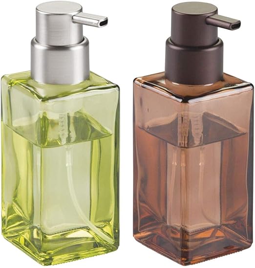 mDesign Glass Foaming Soap Dispenser Pump Bottle for