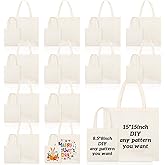Amylove 24 Pcs Mini Tote Bag Sublimation Blank Canvas Tote Bags Reusable Grocery Luggage DIY Sack Goody for Party Even (15 x 15 Inch,8.5 x 8 Inch,Natural Color)