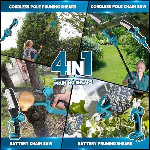 Battery Pruner 6 Inch Mini Branch Chainsaw Professional Pruning Saw for Makita 18 V (without Batteries), 4-in-1 Pruning Shears Telescopic Electric Telescopic Saw Pruning Saw Pruning Saw Garden Shears Battery Saw Working Height up to 4.5 m
