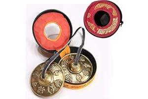 Guijinhao Tibetan Tingsha Cymbals with Bag Yoga Meditation Chime Bells for Music Kit Percussion Instrument Auspicious Symbols