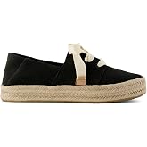 TOMS Women's Carolina Lace-Up Flat Espadrille Casual Sneakers - Black Suede 12 B US