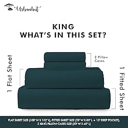 URBANHUT 100% Cotton King Sheets Set (4Pc), 700