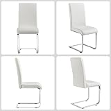 Yaheetech Dining Chairs Set of 2 Modern Leather High Back Chrome Legs White view 4