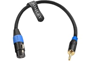 JOMLEY XLR to 3.5mm Balanced Cable Adapter, Gold-Plated 1/8 inch Mini Jack Stereo to XLR Female Mono Audio Adapter Cable for Condenser Microphones - 1ft