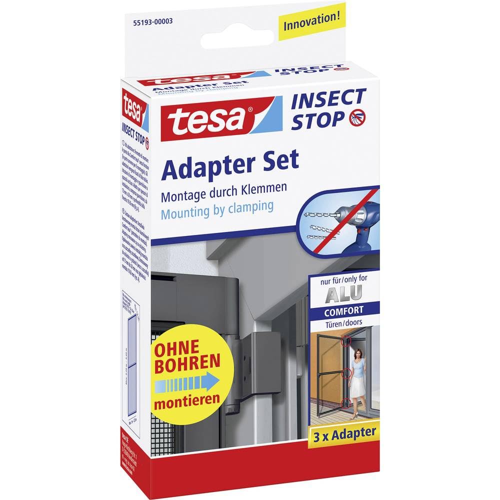 tesa Insect Stop Door Adapter ALU COMFORT - For Mounting the tesa Insect Stop ALU COMFORT Screens - Without Drilling - for 13 to 20 mm Window Frames - Anthracite