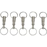 EBOOT 5 Pack Quick Release Detachable Keychain Dual Pull Apart Key Rings for Unisex Adult, Silver