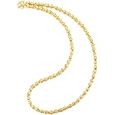 COOLSTEELANDBEYOND Men's Gold Color Nugget Chain Necklace, Steel Link Chain 24 inches, Hip Hop Chain, Rock Punk