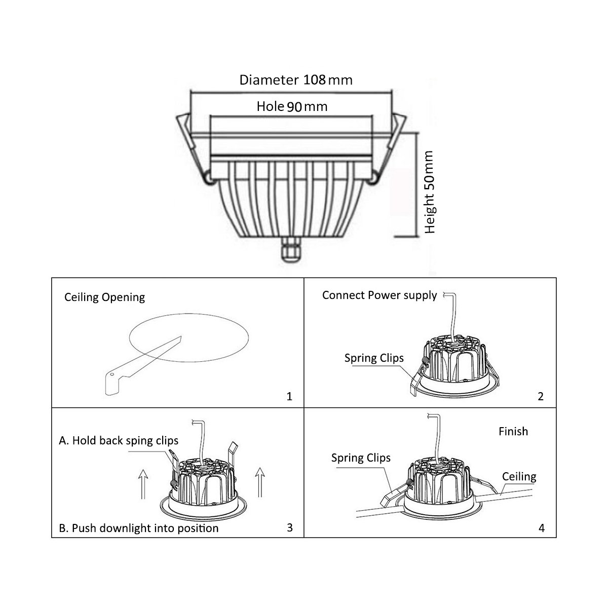 PRODELI LED Ceiling Light Fixture Flush Mount Warm White Recessed Lighting Trim Downlight Wall Sconce for Housing Bathroom Kitchen Living Dining Room (9W, AC85-265V, 3000K, with Driver)
