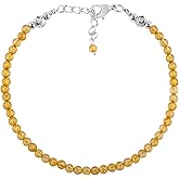 NJCRAFT Delicate Crystal Bead Bracelet – 2-4mm Tiny Faceted Gemstone Beads | Simple Elegant Stackable Bracelet for Women, Adjustable 7+1 Inch