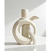 Ceramic Vase Set of 2, OK Shape, Modern Nordic Boho Home Decor - Matte Minimalist Decorative Vases for Living Room, Shelf, We