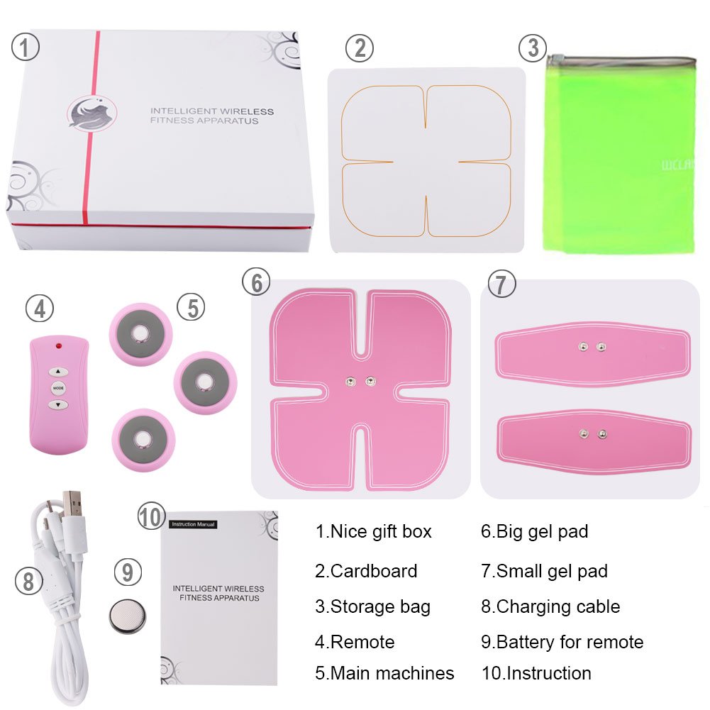 EMS Trainingsgerät AEDU Elektrische Muskelstimulation, Bauch Trainer Massagerät für Frauen Körperstraffung Muskelaufbau u. Fitness zu Hause, USB Aufladbar Pink