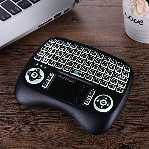 Intelligent Anti-Shake Mini Wireless Keyboard with Touchpad Air Mouse, BESTRUNNER RS2.0 with Backlit, 2.4GHz USB Receiver and Li-ion Battery