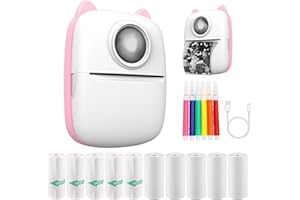 TLANGKJ Mini Sticker Printer, Bluetooth Smart Portable Printer,Photo Printer for iphone,Thermal Printer Note Buddy with 10 Rolls Thermal Paper for Journal, Portable Pocket Printer Set for iPhone,Photo, Memo