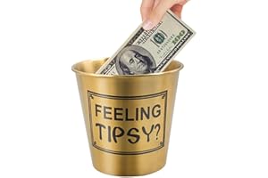 JoyHuaTrade Tip Jar for Bartenders and Musicians, Stainless Steel Money Tip Bucket for Coffee Shop Restaurant Bars, 1.1 L (Go