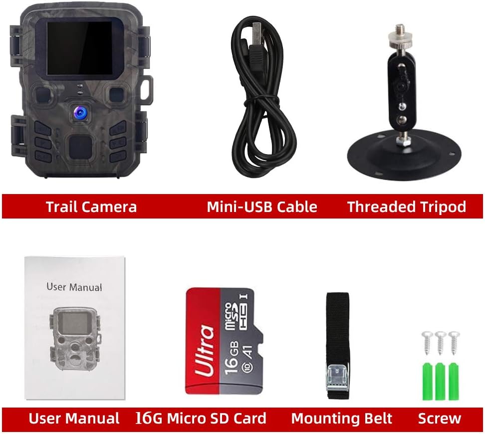 Suntekcam Mini Trail Camera 12MP 1080P 0.3s Trigger Speed Hunting Cams with Night Vision Motion Activated for Wildlife Monitoring Waterproof: Electronics