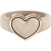 Rinfit Women’s Heart Ring – Silicone Wedding Band with Metal Heart, Cubic Zirconia or Plain Metal Frame - Patent Pending Design