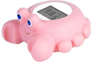 Pircaath Baby Bath Thermometer Newborn, BPA-Free Safety Digital Bath Tub Thermometer with Temperature Alarm & LCD Display, Crab Baby Water Temperature Floating Toy for Infants, Toddler, Pregnancy