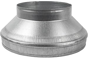 12" to 8" Inch Galvanized Steel Round Duct Reducer - Pipe Fitting Increaser Reducer - Drain, Waste and Vent Conduit Transitio