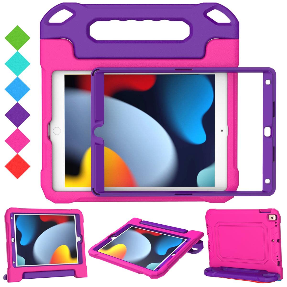Photo 1 of SUPLIK Kids Case for iPad 9th/8th/7th Generation -10.2 inch 2021/2020/2019, Built with Screen Protector, Durable Shockproof Handle Stand Cover for Apple iPad Gen 9/8/7, Pink&Purple