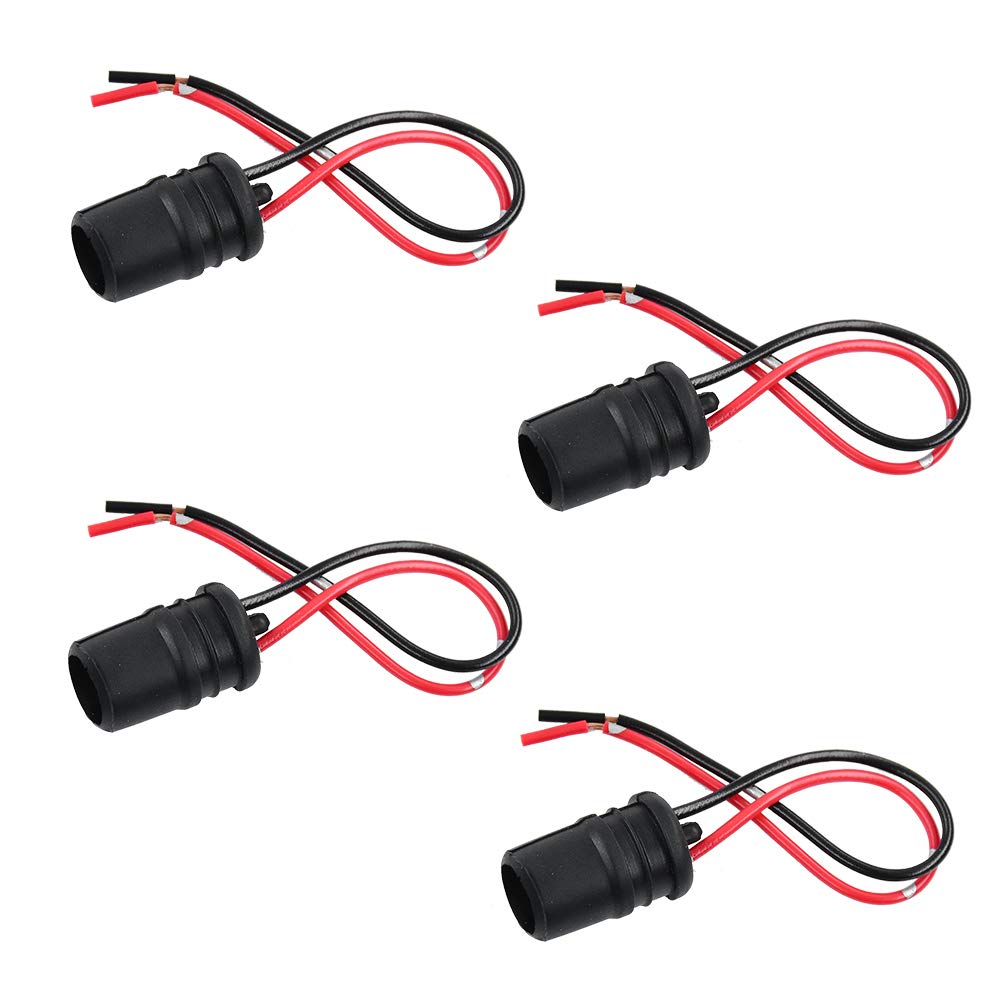 YUNPINGCAR T10 194 Round Pre-Wired Female Socket Wire Connector Plug for LED Light Bulbs Replacement 4PCS (4pcs T10 Socket)