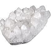 mookaitedecor Natural Clear Quartz Crystal Cluster Geode Druzy Mineral Specimen Irregular White Crystals Stones Home Decor, 485-736g