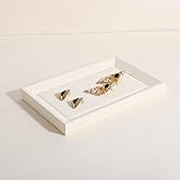 GemeShou Gemehou Square velvet Jewerly display tray, Nightstand Jewelry Organizer plate, Stackable Empty Jewelry showcase tray for Necklace Bracelet Ring Earring Watch (Cream-Small, 9.1 x 5.9 in)