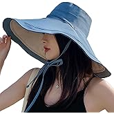 HUAMULAN Women Wide Brim Summer Sun Hat Wired Edge Beach Bucket Fishing Hats Reversible Foldable Travel UV Protection