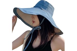 HUAMULAN Women Wide Brim Summer Sun Hat Wired Edge Beach Bucket Fishing Hats Reversible Foldable Travel UV Protection