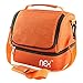NEX Lunch Bag Double Cooler Carry Bag Insulated Tote Large Capacity with Adjustable Shoulder Strap and Zip Closure Travel Lunch Tote(Orange)