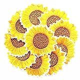 Qingxi Charm 20pcs Yellow Sunflower Sewing on/Iron on Embroidered Patches Clothes Dress Hat Pants Shoes Curtain Sewing Decorating DIY Craft Embarrassment Applique Patches (Yellow Sunflower 20pcs)