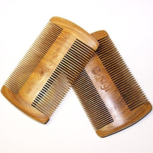 Hair and Beard Comb - Perfect for Balms and Oils - Anti-Static, No Snag Wooden Brush,Green Sandalwood Pocket Comb For Beards & Mustaches