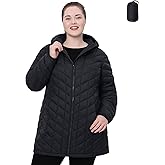 HHE Plus Size Packable Puffer Jacket,Women's 1X-6X Water-Resistant Lightweight Hooded Winter Coat (Exclusively for Plus Size)