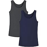 Latuza Women's Slim Fit Tank Top Bamboo Viscose Sleeveless Pajama Tops 2 Pack