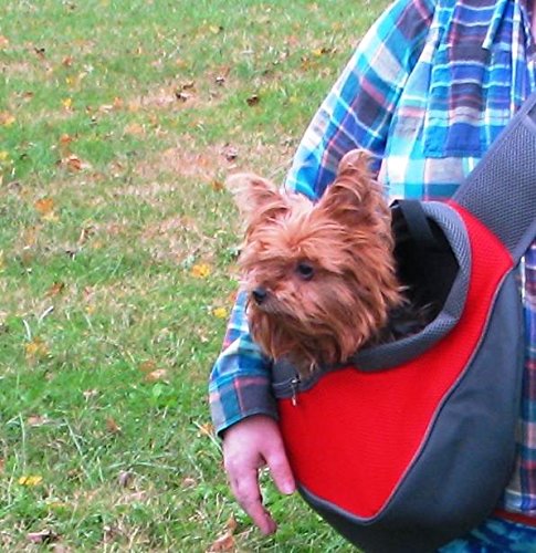 CISNO Small Pet Dog Cat Kitty Carry Carrier Outdoor Travel Oxford Single Shoulder Bag Sling (M, Red) - Thumbnail 5
